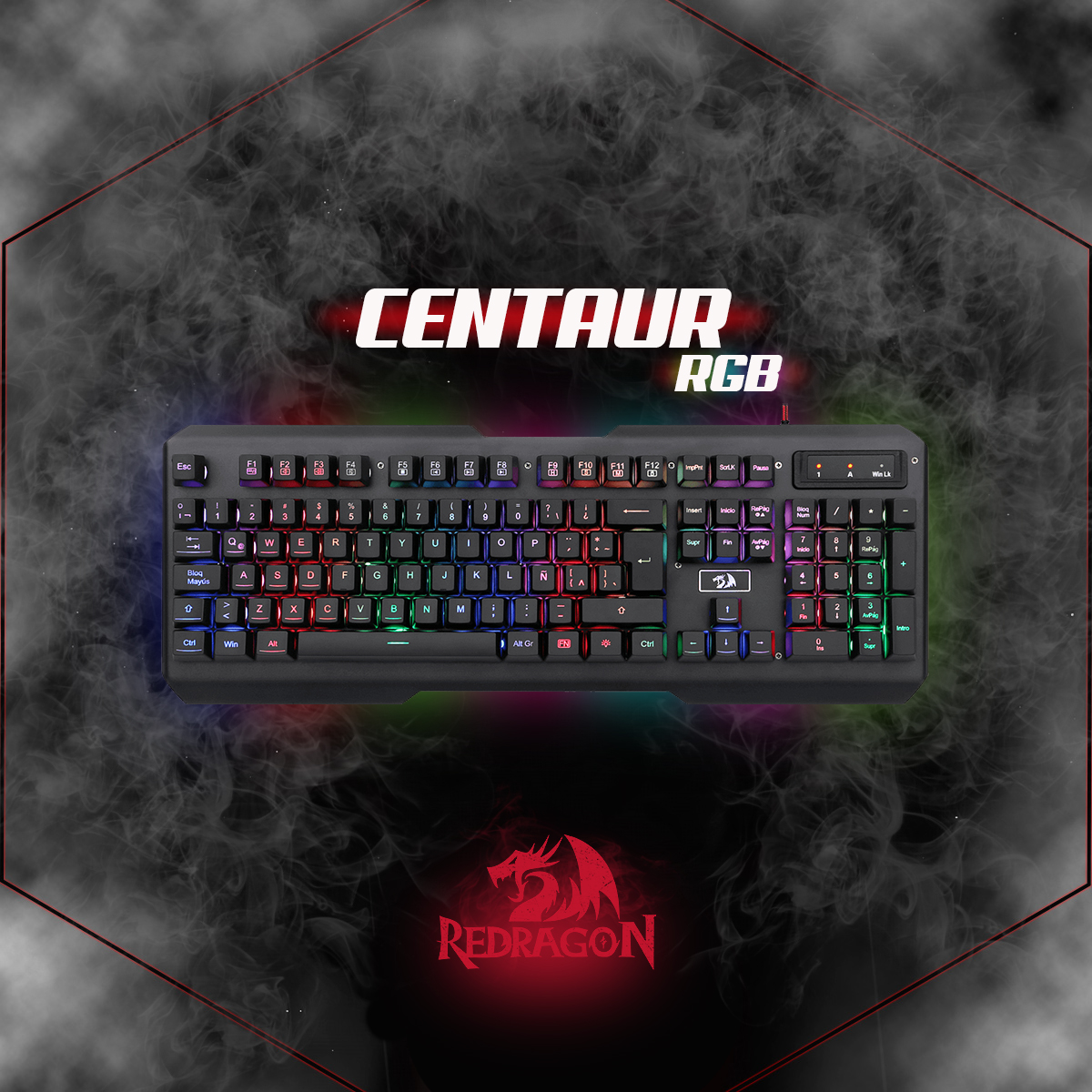 Teclado CENTAUR K506, RBG 7 colores.