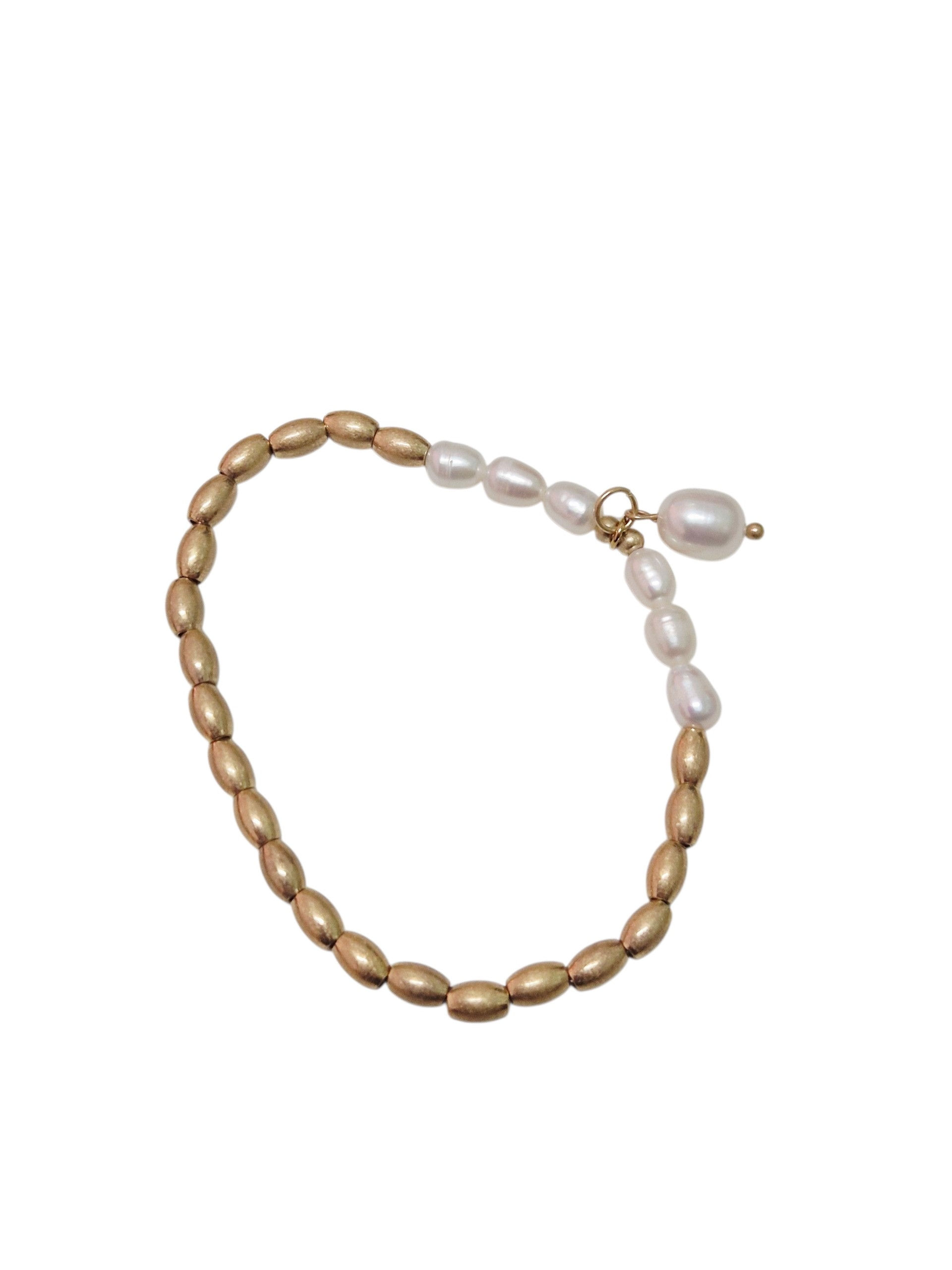 Satin Stainless Steel & Pearl Bracelet