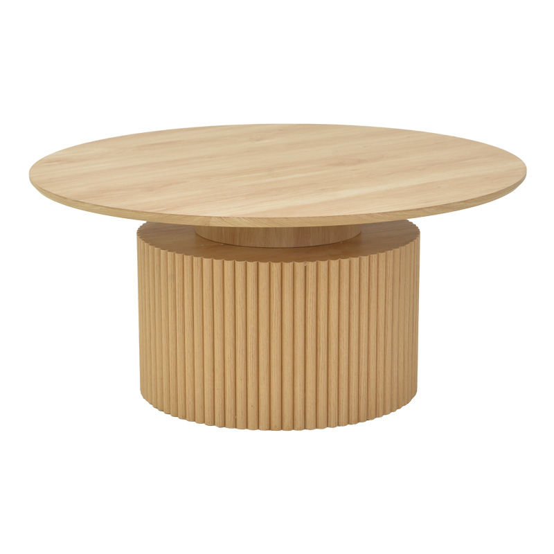 Τραπέζι σαλονιού Opols pakoworld mdf σε φυσική απόχρωση Φ90x42εκ