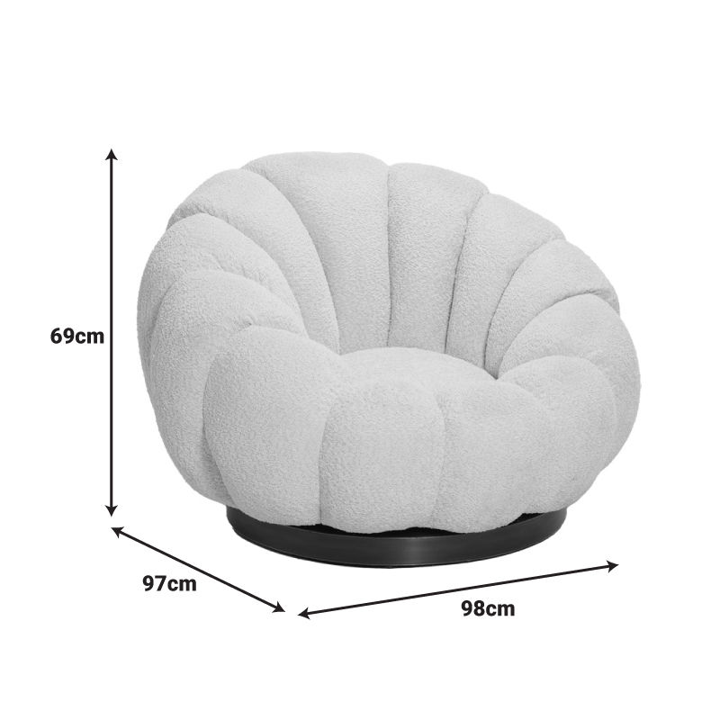 Μικρογραφία: Πολυθρόνα περιστρεφόμενη με σκαμπό Nester μπουκλέ ύφασμα σε  σάπιο μήλο 98x97x69