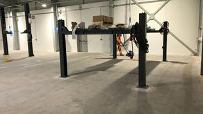 Floor shot blasting - Car body repair shop