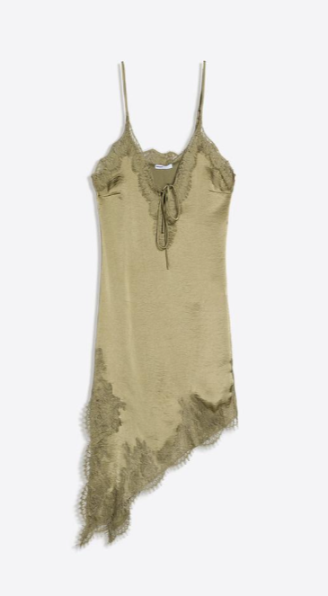 Vestido mini satén asimétrico