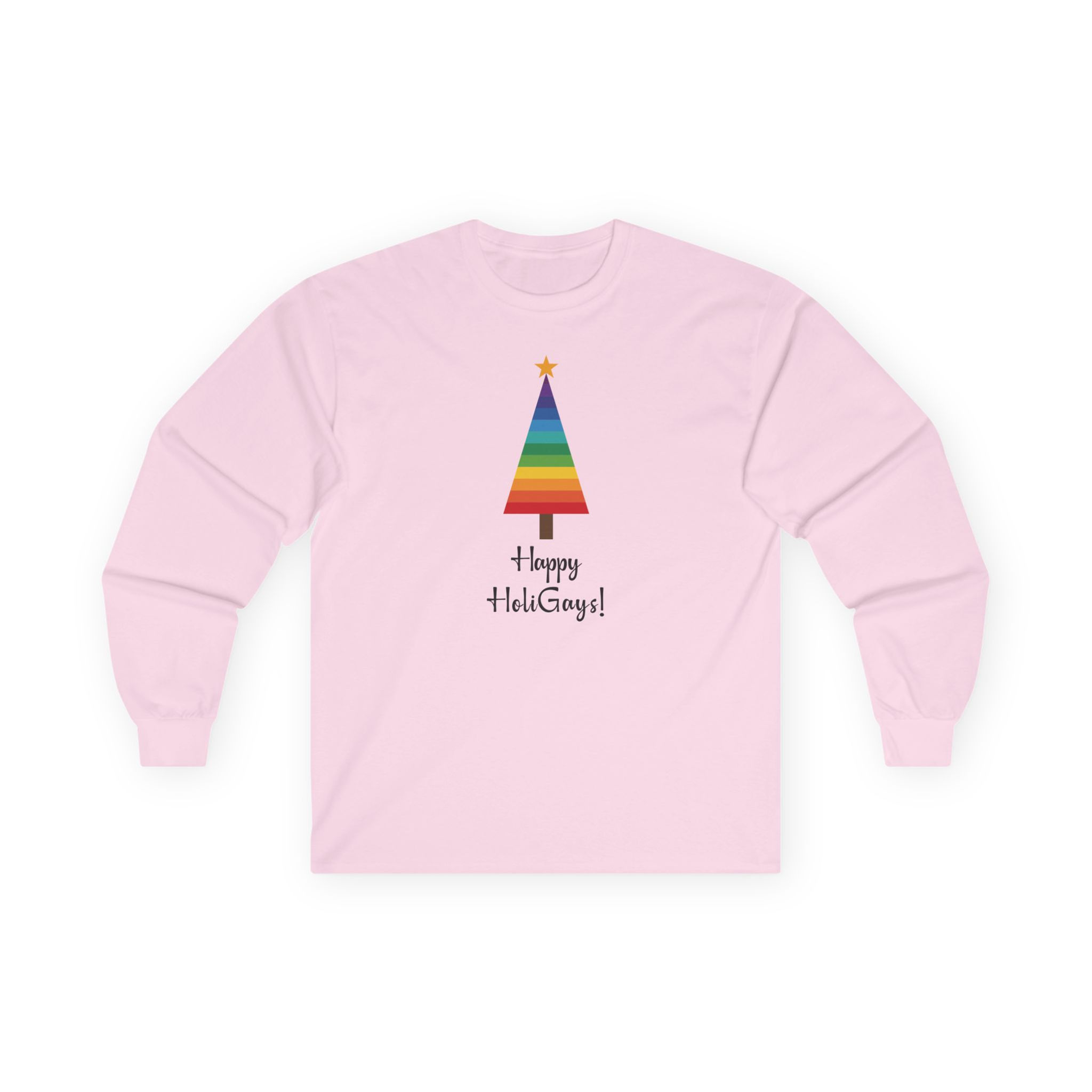 Happy HoliGays - Rainbow Christmas Tree - Long Sleeve Unisex Tee