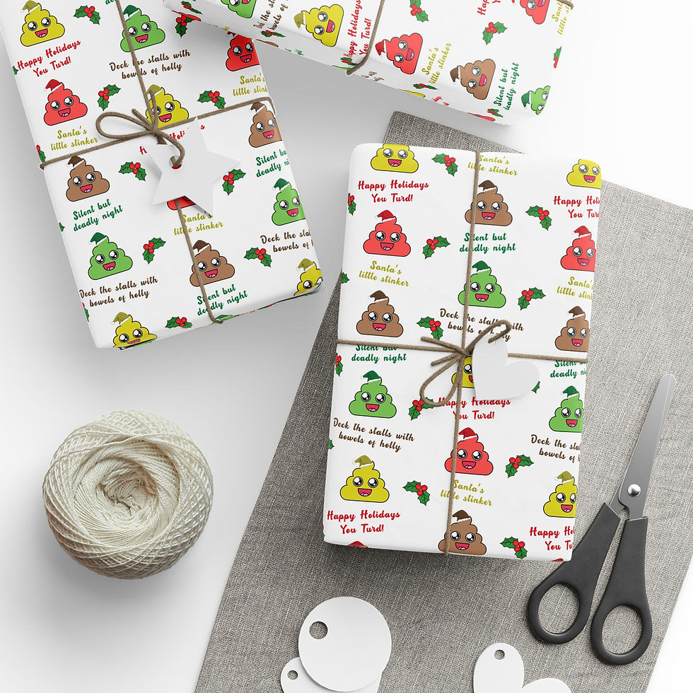 Christmas Poop Emoji Wrapping Paper - Irreverent Adult Holiday Humor