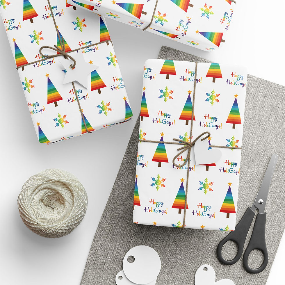 Happy HoliGays Wrapping Paper - Rainbow Christmas Tree and Snowflake