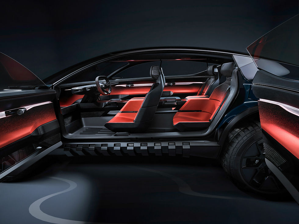 Audi's ActiveSphere car with black outside and red interior