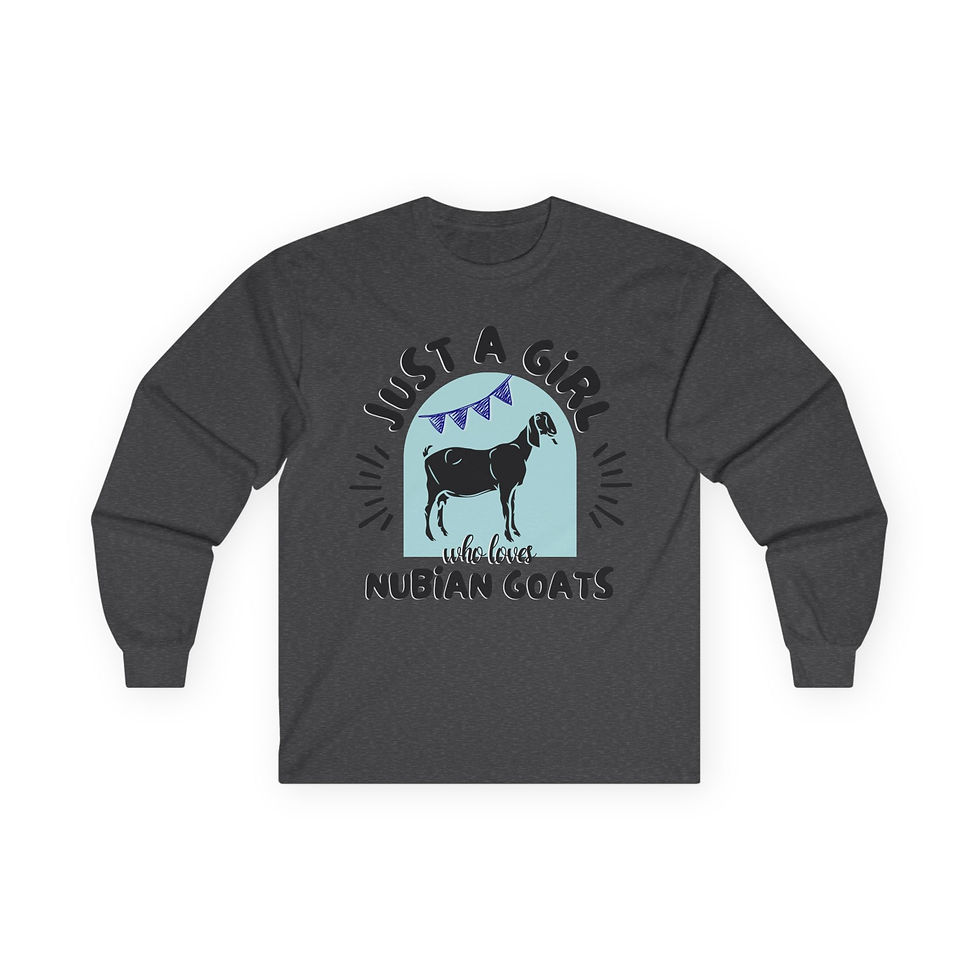 Thumbnail: Unisex Long Sleeve T-Shirt -  Girl Loves Nubian Dairy Goats