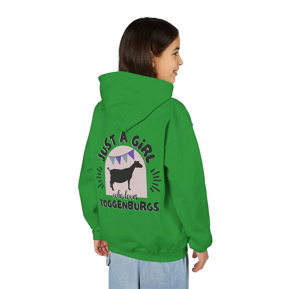 Thumbnail: Kid's Hoodie - Girl Loves Toggenburg Dairy Goats