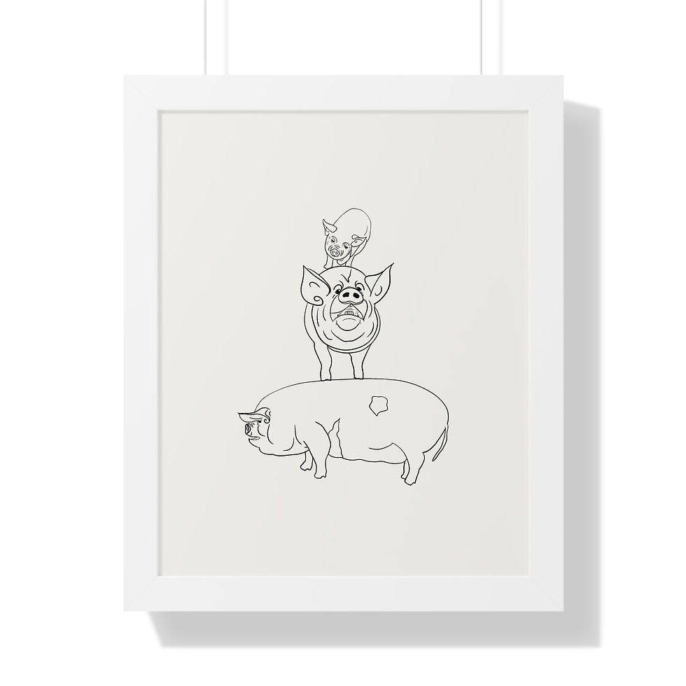 Thumbnail: Framed Art Print - 3 KuneKune Pigs