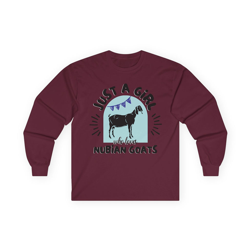 Thumbnail: Unisex Long Sleeve T-Shirt -  Girl Loves Nubian Dairy Goats