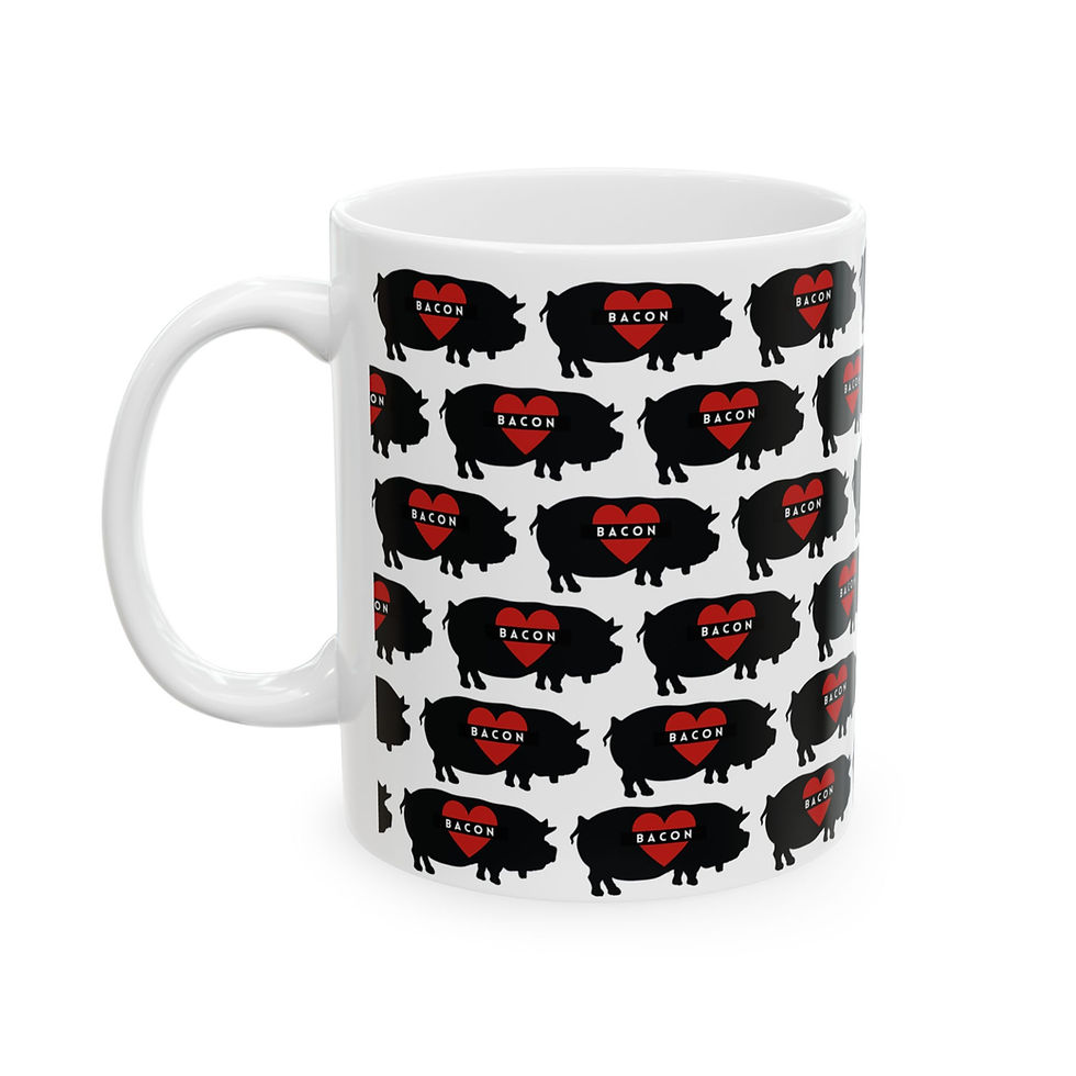 Thumbnail: Coffee Mug 11oz - I Heart KuneKune Pig Bacon