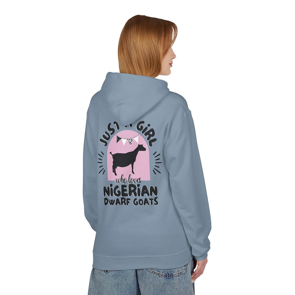 Thumbnail: Unisex Softstyle Fleece Hoodie- Girl Loves Nigerian Dwarf Goats