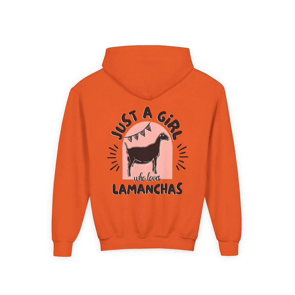Thumbnail: Kid's Hoodie - Girl Loves LaMancha Dairy Goats