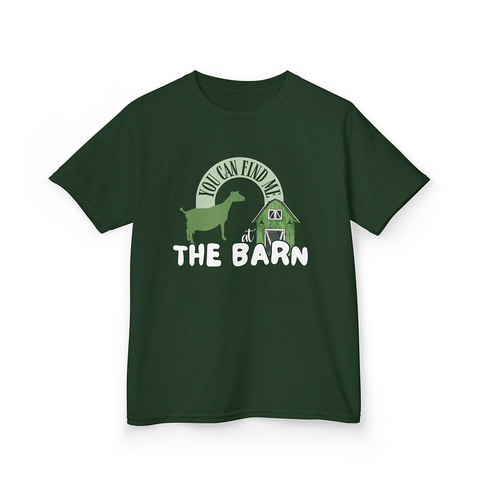 Thumbnail: Kid's Unisex T-Shirt - Find Me At The Dairy Goat Barn in Clover