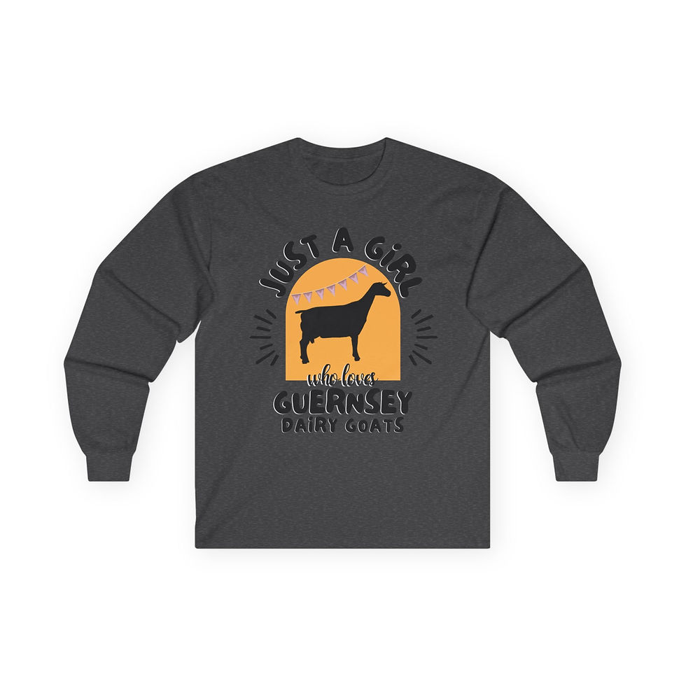 Thumbnail: Unisex Long Sleeve T-Shirt -  Girl Loves Guernsey Dairy Goats