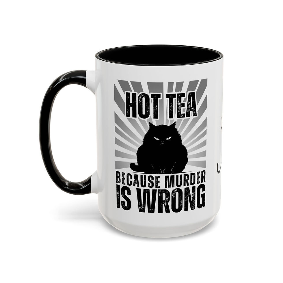 Thumbnail: Hot Tea Coffee Mug - Mad Barn Cat Because Murder Is Wrong Funny Farm Cup