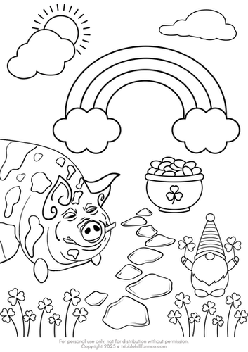 FREE KuneKune Pig St Patrick's Day Coloring Page (2) | Tribble Hill Farm