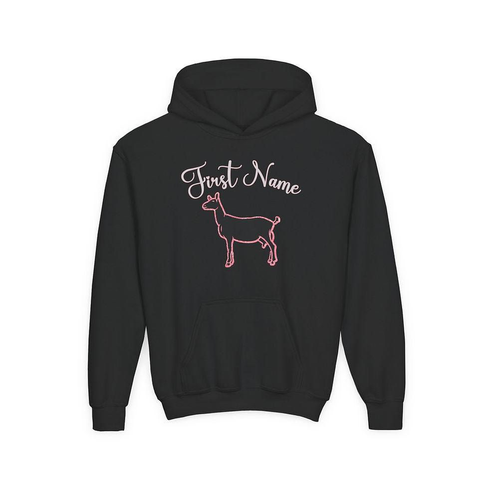 Thumbnail:  Kid's Custom Hoodie - Add Your Name Personalized Glitter Dairy Goat