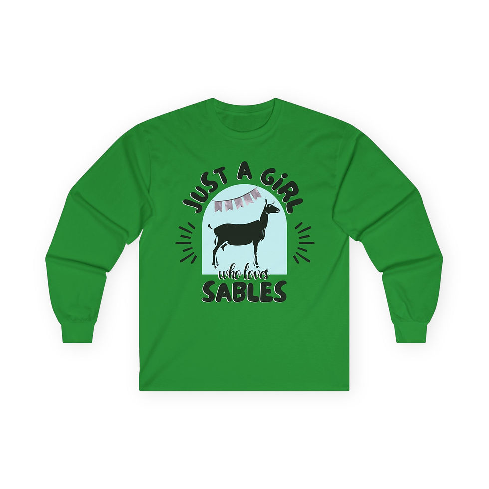 Thumbnail: Unisex Long Sleeve T-Shirt -  Girl Loves Sable Dairy Goats