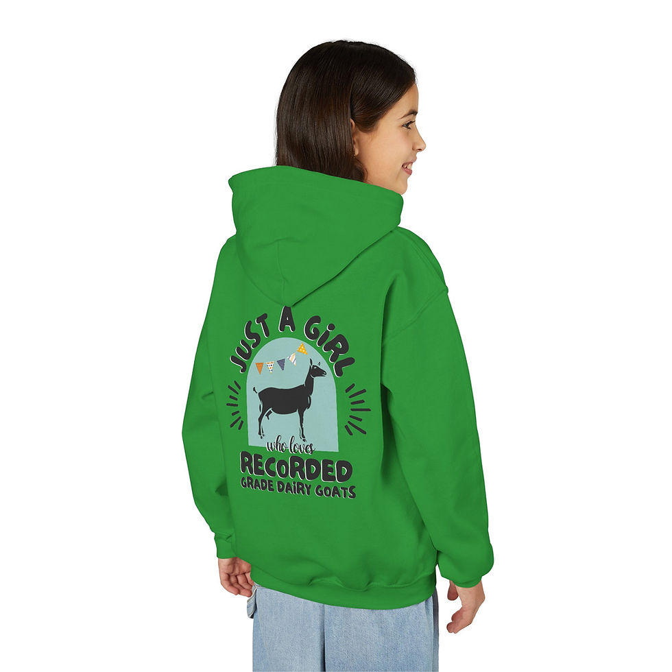 Thumbnail: Kid's Hoodie - Girl Loves Recorded Grade Dairy Goats