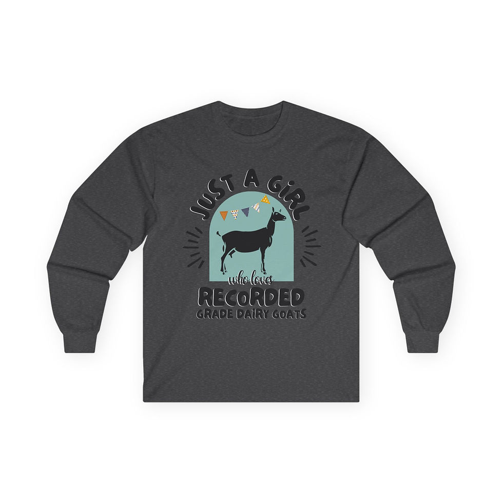 Thumbnail:  Unisex Long Sleeve T-Shirt -  Girl Loves Recorded Grade Dairy Goats