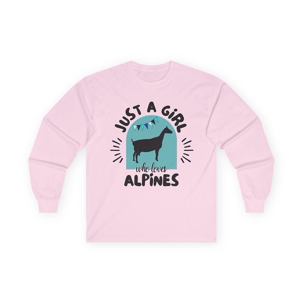 Thumbnail: Unisex Long Sleeve T-Shirt -  Girl Loves Alpine Dairy Goats