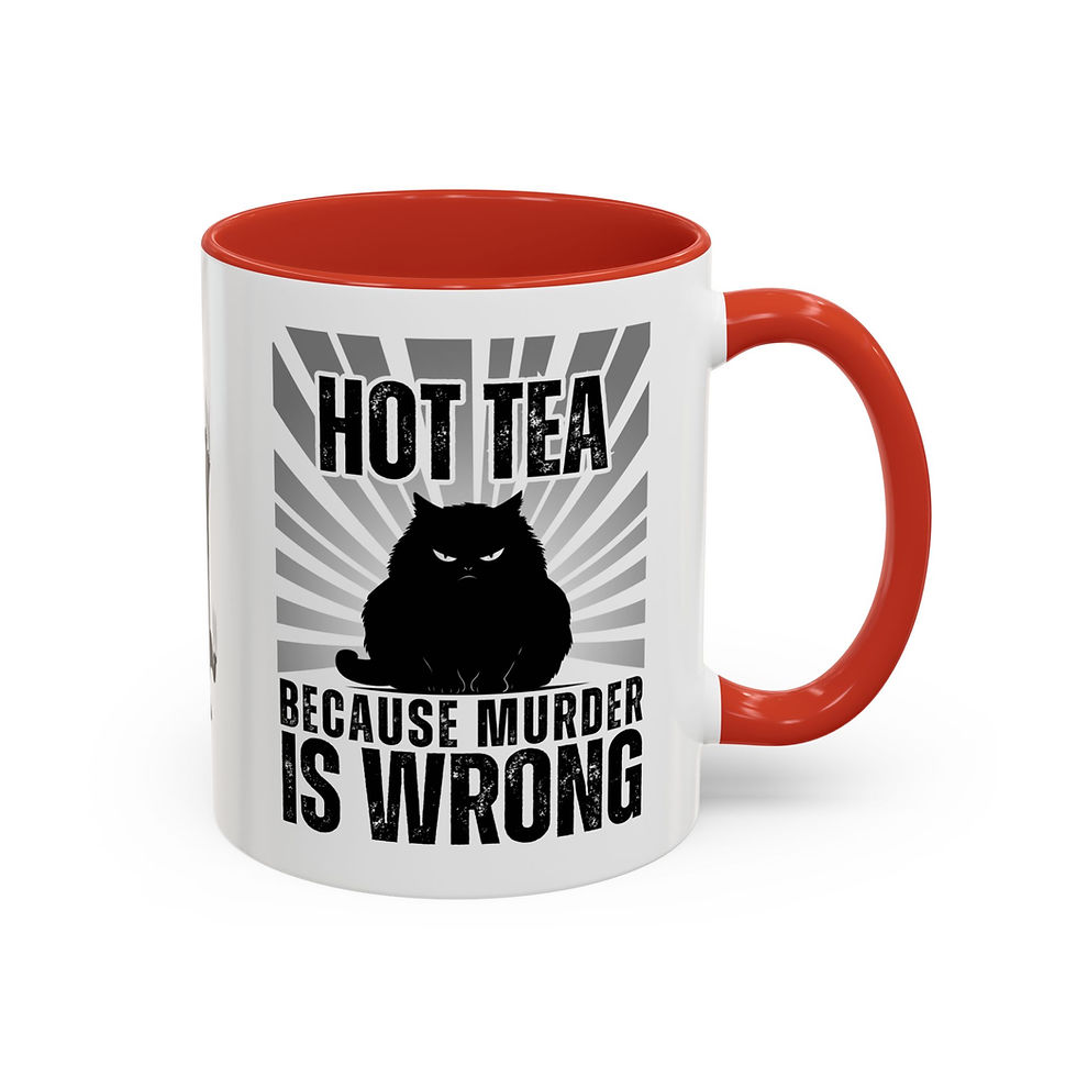 Thumbnail: Hot Tea Coffee Mug - Mad Barn Cat Because Murder Is Wrong Funny Farm Cup