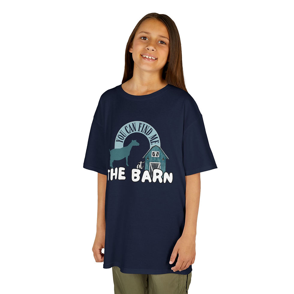 Thumbnail: Kid's Unisex T-Shirt - Find Me At The Dairy Goat Barn in Teal