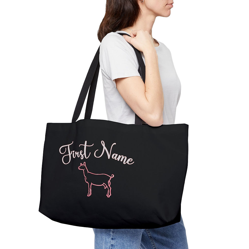 Thumbnail: Personalized! Weekender Tote Bag - Dairy Goat & Glitter - Add Your Name