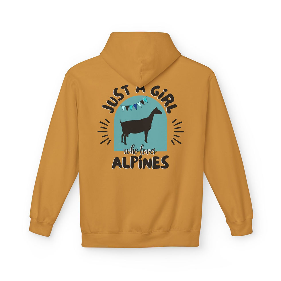 Thumbnail: Unisex Softstyle Fleece Hoodie- Girl Loves Alpine Dairy Goats