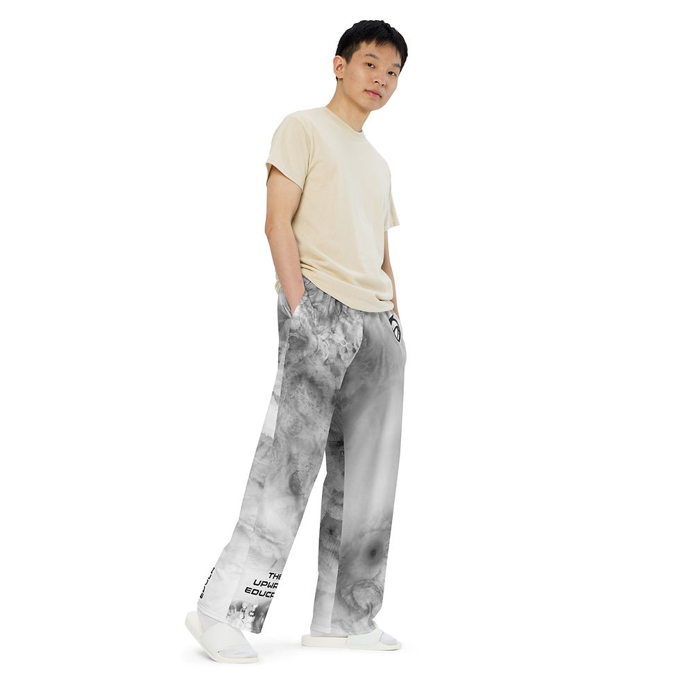 Thumbnail: Glued On - WHITEOUT - All-over print unisex wide-leg pants