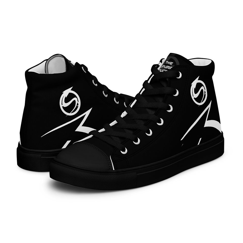 Thumbnail: TUEDU - Hemi-LOGO'D - Black & White - Men’s high top canvas shoes
