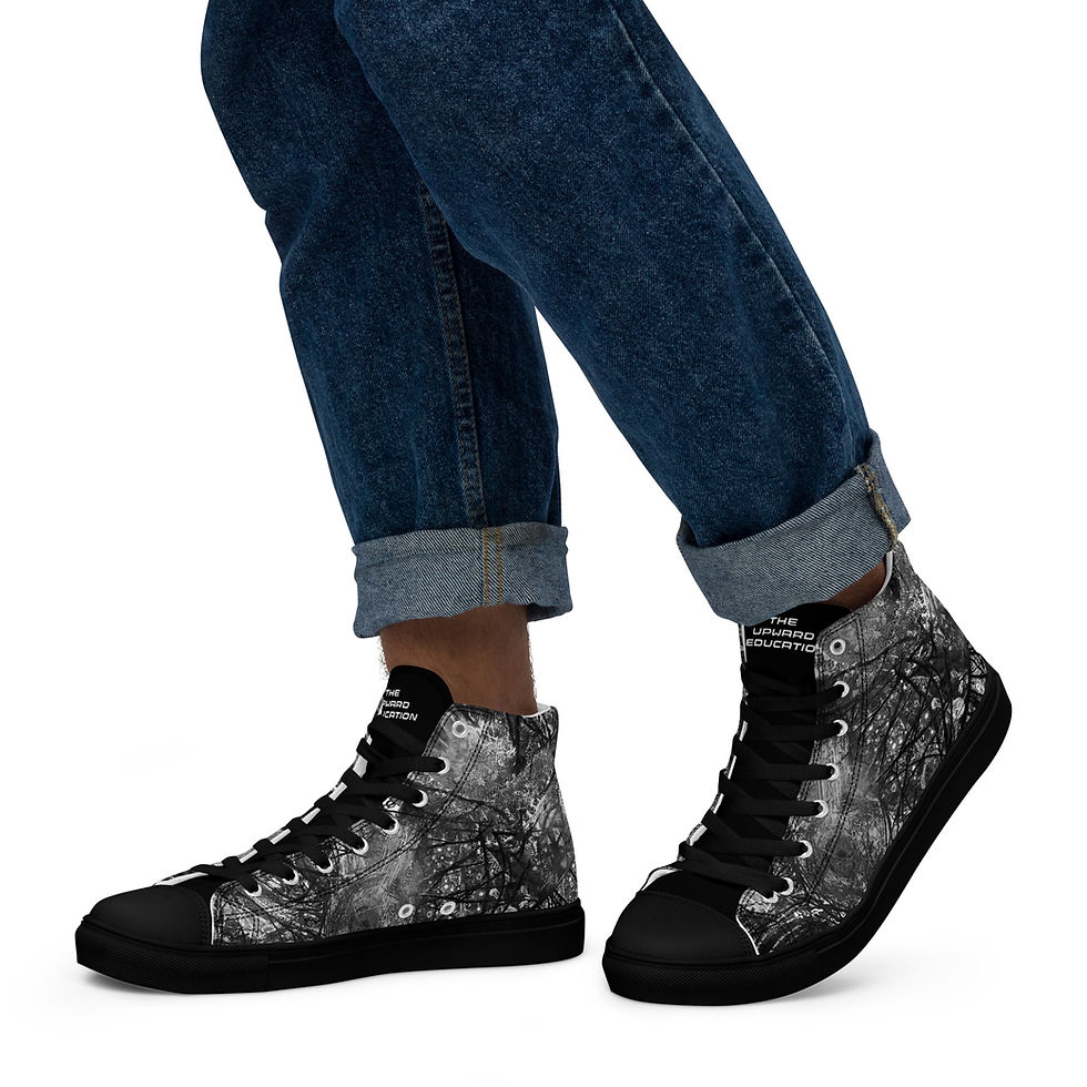Thumbnail: Excitatory - BLACKOUT - Black Fringe - Men’s high top canvas shoes