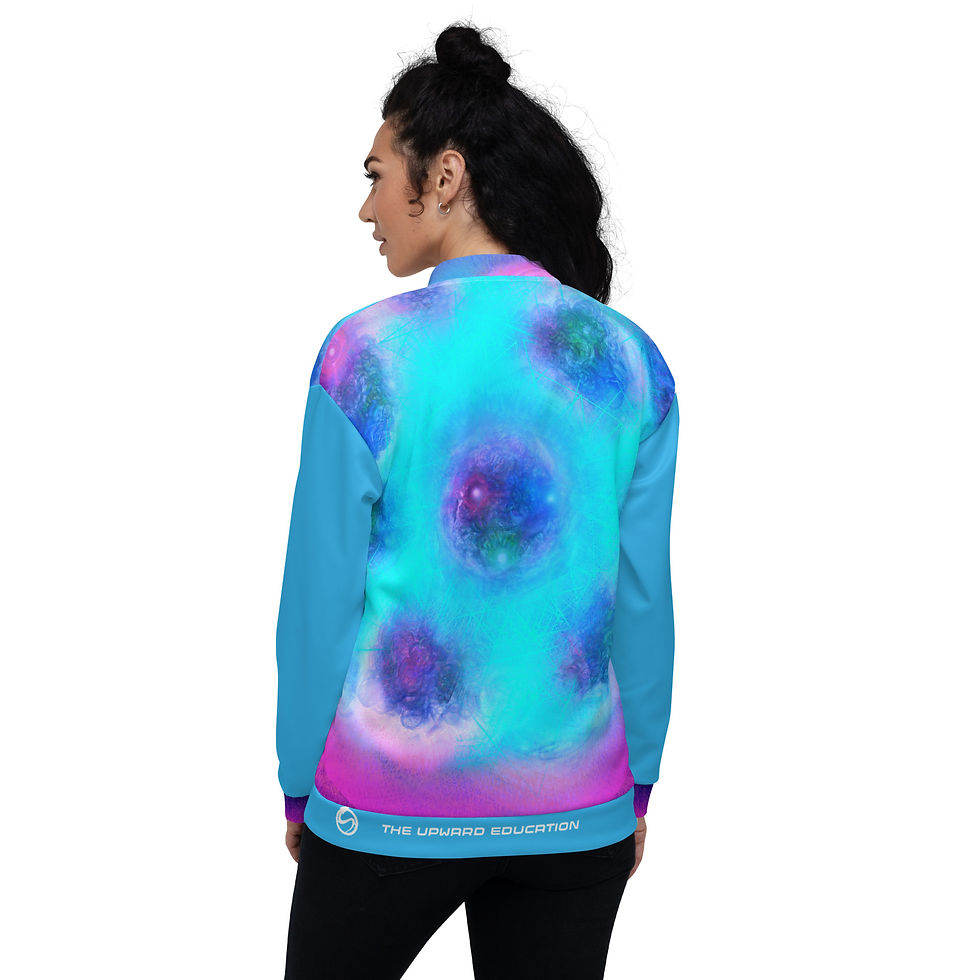 Thumbnail: Nucleons - Blue-Purp - Blue Sleeve - Unisex Bomber Jacket