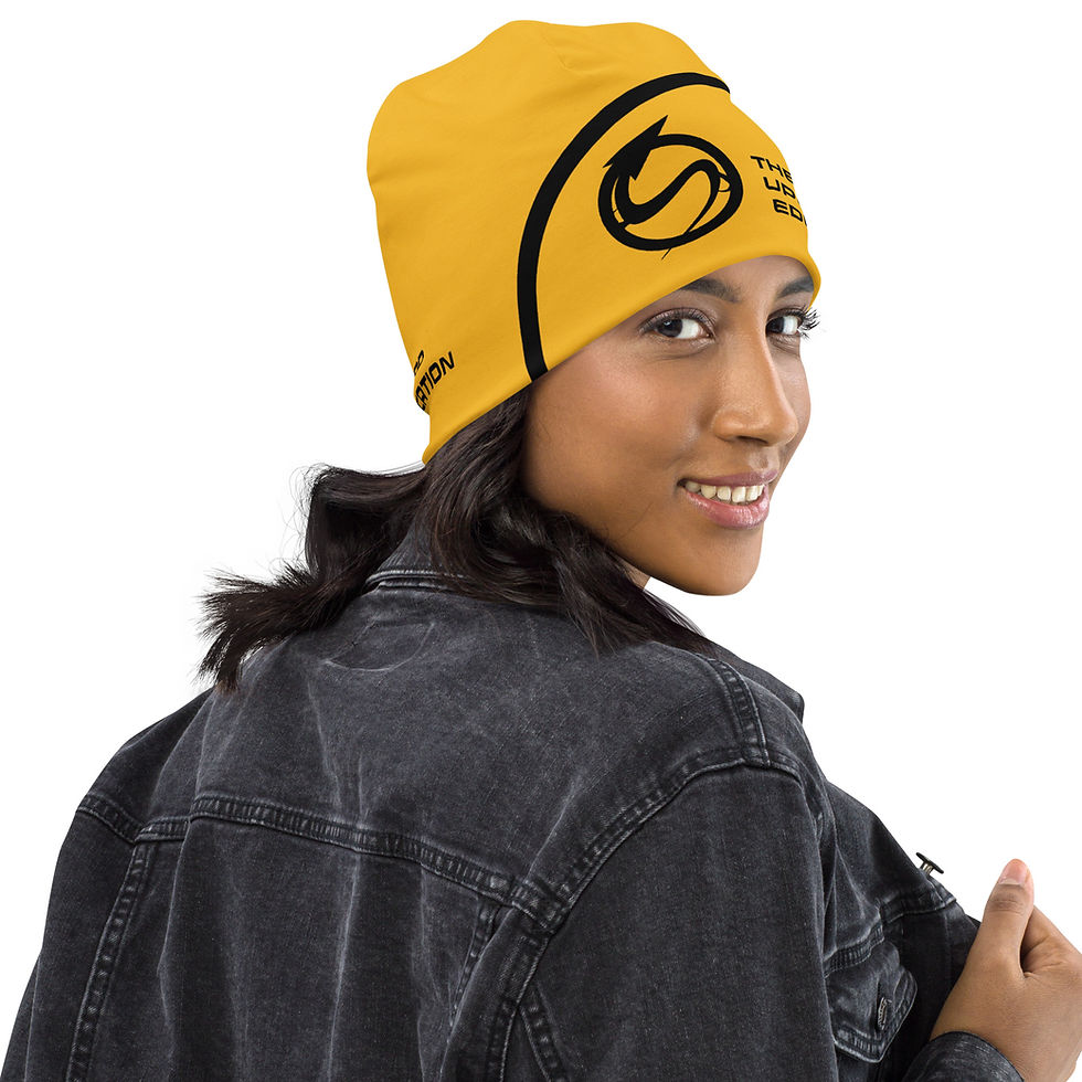 Thumbnail: TUEDU - Logo'd - GOLD - All-Over Print Beanie