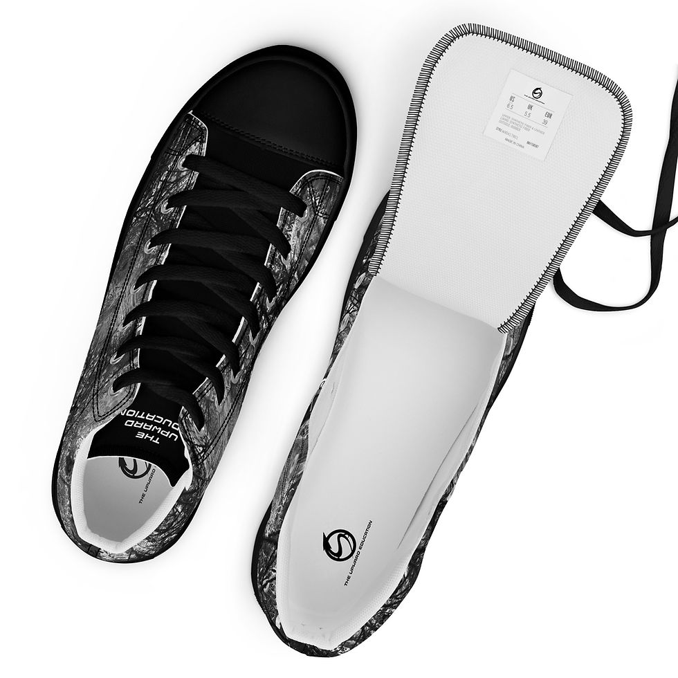 Thumbnail: Excitatory - BLACKOUT - Black Fringe - Men’s high top canvas shoes
