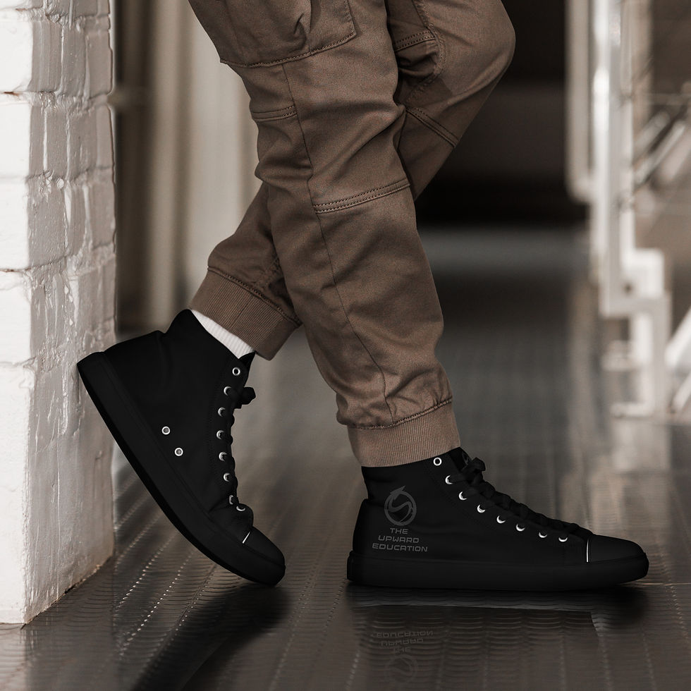 Thumbnail: TUEDU - Logo - All Black - Men’s high top canvas shoes