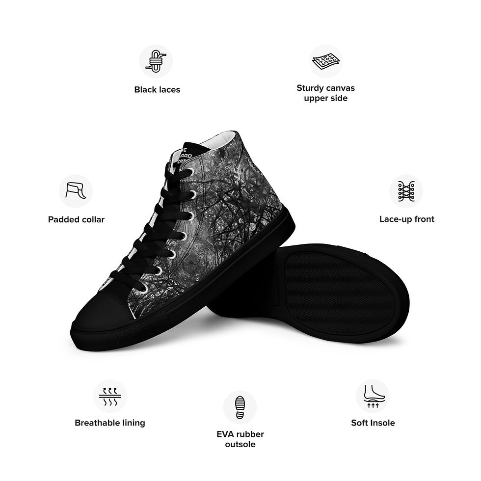 Thumbnail: Excitatory - BLACKOUT - Black Fringe - Men’s high top canvas shoes