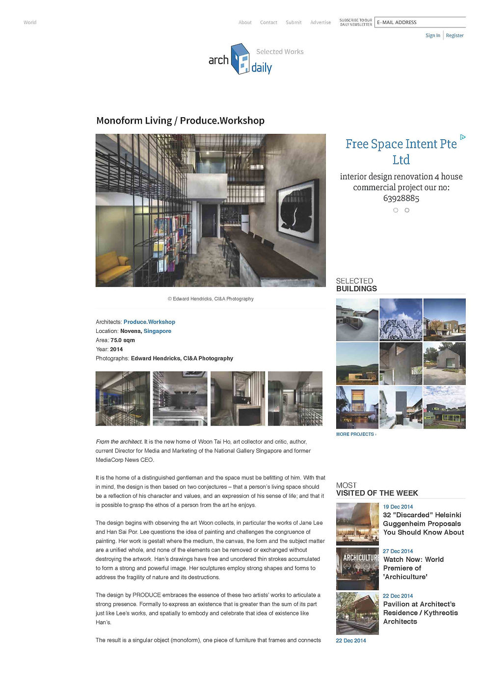 19 Dec 2014 - ArchDaily - Monoform Living - Produce.Workshop_Page_1