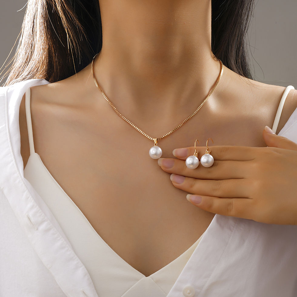 Thumbnail: LATS 3 Pcs/Set Round Pearl Pendant Necklace For Women Exquisite Fashion Rhinesto