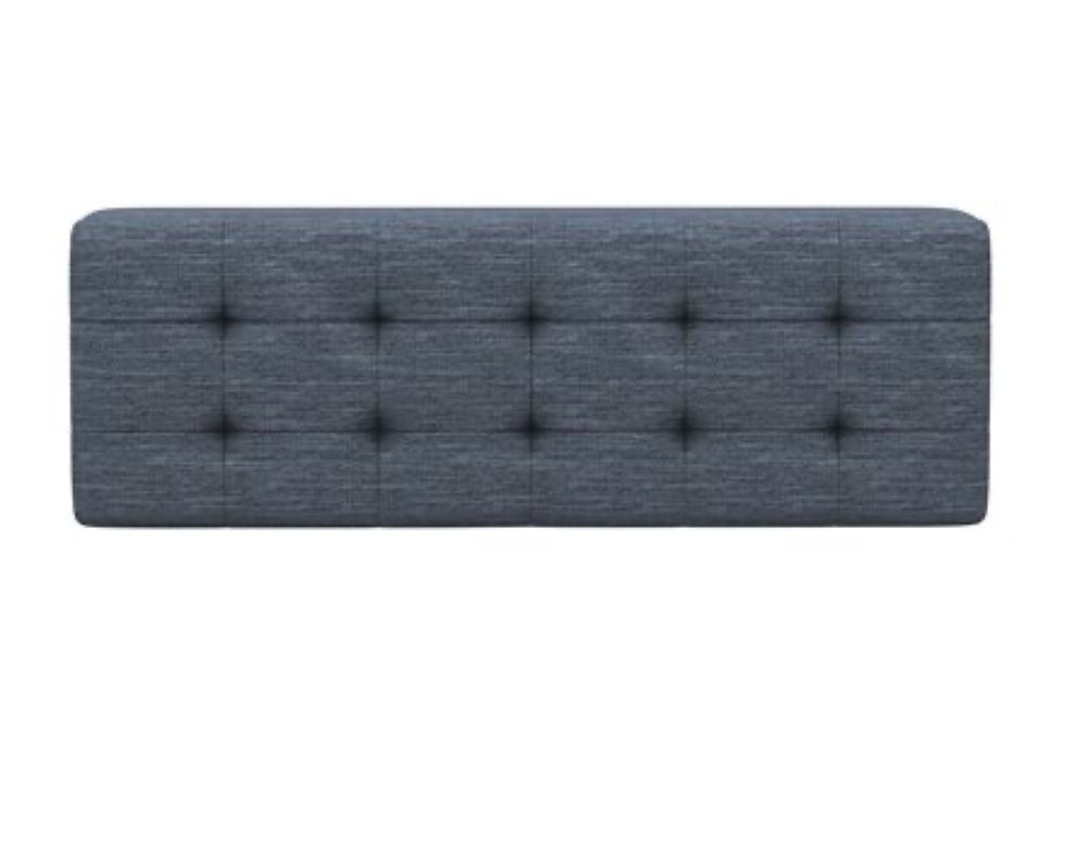 Thumbnail: Navy Tufted Wood-Trimmed Storage Ottoman