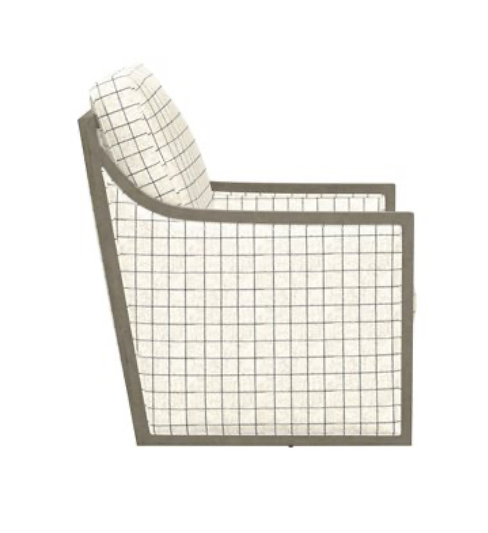 Thumbnail: Plaid Swivel Wood-Trim Accent Chair