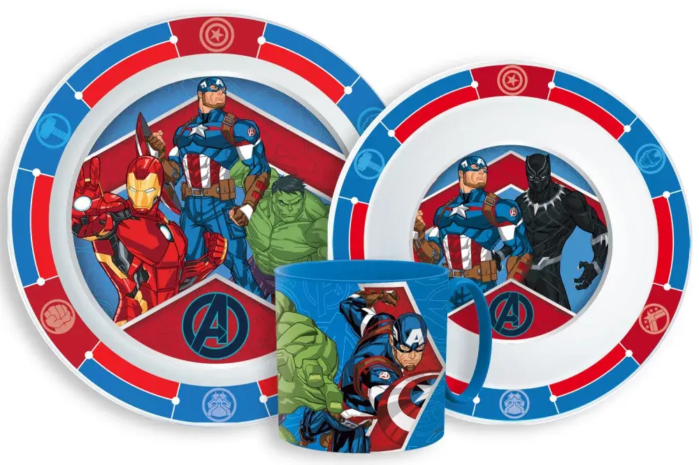 Avengers Army dinner set, micro plastic set with mug 265 ml