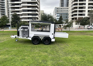Fully equipped Tradesman Trailer with solar panels, tool storage, and rugged frame