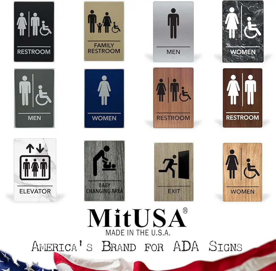 Thumbnail: MiTUSA  PREMIUM  Family / Handicap Accessible Restroom Pre-made ADA Sign