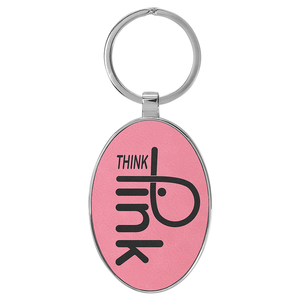 Thumbnail: laserable leatherette laser engraved metal framed oval keychains