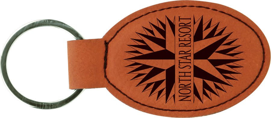 Thumbnail: laser engraved laserable leatherette oval keychains rawhide