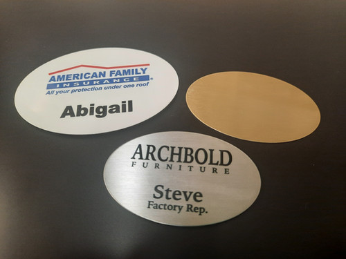 Sublimated Oval Aluminum Name Badges | BentonTrophy
