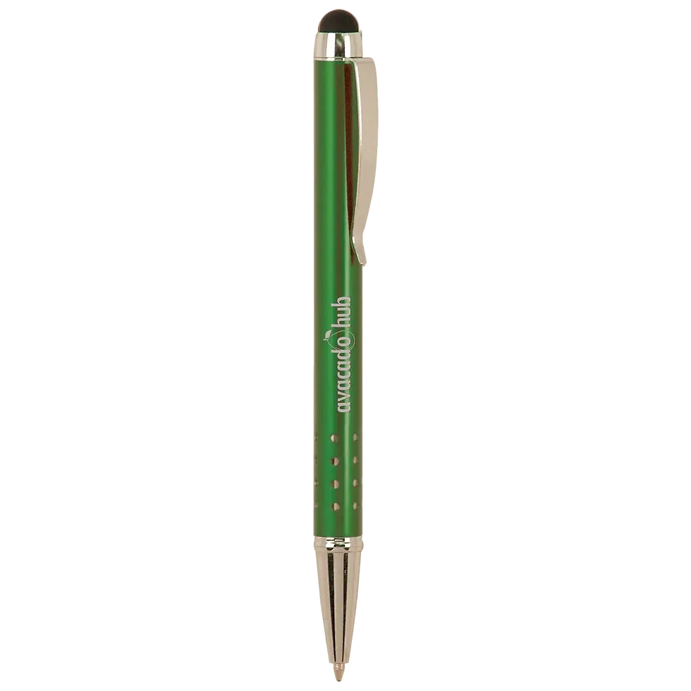 Thumbnail: Green Gloss Engraved Ballpoint Pen W/Stylus
