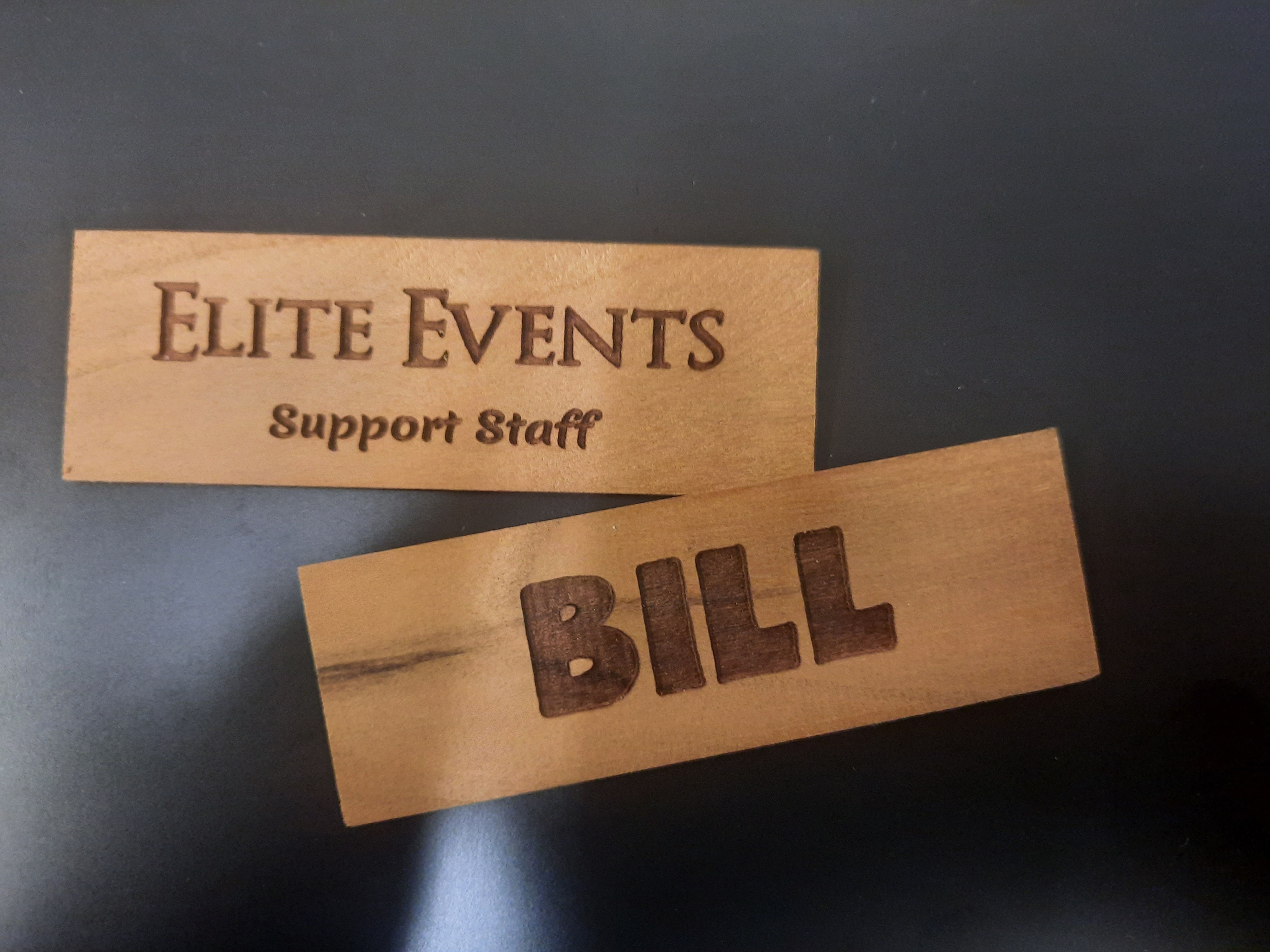 Laser Engraved Thin Mahogany Name Badges